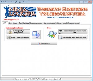 widok początkowy NinjaLogger PRO